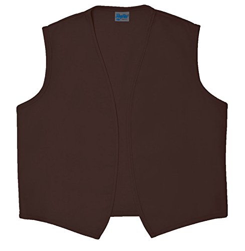 Style A740NP No Pocket Unisex Uniform Vest, (Small, Brown)
