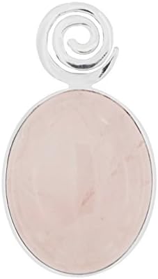 Rose Quartz Gemstone Pendant with Spiral, 925 Sterling Silver