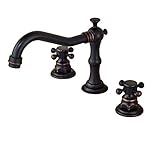 Rozin Widespread 3 Holes Bathroom Sink Faucet Dual Cross Knobs Mixer Tap Oil Rubbed Bronze