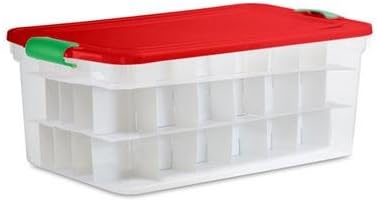 Home Products International 84 Count Holiday Ornament Storage with Inserts, Clear, 64-Quart
