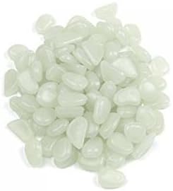 LLTrader 100 Pcs Glow in the Dark Luminous Pebbles for Walkway Yard &amp; Fish Tank Outdoor Garden Decorative Stones (White)