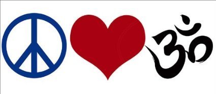 Peace Love Om Symbol Bumper Sticker (yoga decal)