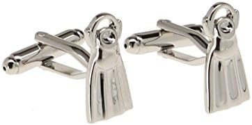Men's Silver Cuff Links Scuba Diving Flippers Nautical Diving Theme