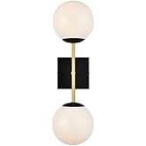 Living District Neri 2-Light Metal Wall Sconce w/White Shade in Black and Brass
