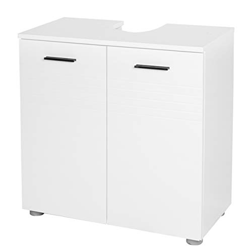 Bathroom Vanity Cabinet Under Sink Storage, Non Pedestal Large Cabinets Capacity Space Saver Organizer Freestanding Double Doors, White(W x D x H:23.6" x 11.8" x 24.8")