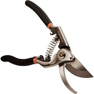 Bypass Pruner w/ Safety Locking Device. Blade length is 2 inches. Cuts new growth branches as up to 3/4 inchs for pruning of small branches, like herbs, Ergonomic