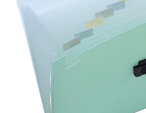 Snail&Hawk Poly Accordion-File-Folders with Handle and Tabs,13-Pockets,A4 Size (Green) - Thumbnail 3