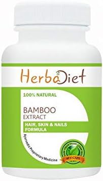 Herbadiet Bamboo Extract Capsules | Supports Healthy Skin, Hair & Nails | Natural Hair Supplement with 70% Silica (5 Capsules)