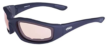 Global Vision Eyewear Sonnenbrille Kickback Sunset Serie mit matt schwarz Rahmen und Orange PHOTOCHROME Linsen
