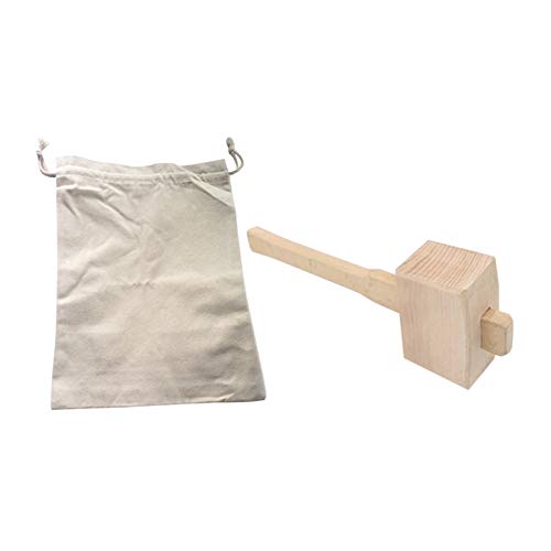 Wanjorlay Bag and Ice Mallet,Bartender Kit Ice Crusher, Beach Wood Hammer Set for Ice Crushing,Bar Tools for Home Bartenders