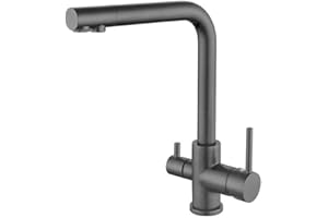 Modern Kitchen Mixer Tap with Filtered Water 3 Way Kitchen Sink Faucet Hot and Cold Water Mixer with 2 Handles White