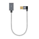 Short USB 3.0 Extension Cable, CableCreation 2-Pack Left Angle USB 3.0 Male to Male Extender Cord, 90 Degree USB 3.0 Adapter, Space Gray Aluminum