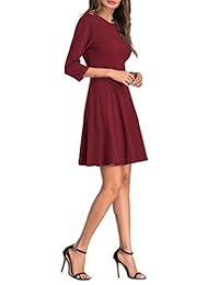 Sarin Mathews vestido de manga 3 4 para mujer, línea A, casual, de punto y acampanado