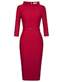 MUXXN Women's Burgundy Tea Length Sheath Fit Junior Prom Dress(XL Burgundy)