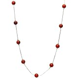 Joyful Creations Red Bamboo Coral Beads Station Tin Cup Sterling Silver Chain Necklace