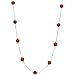 Red Bamboo Coral Beads Station Tin Cup Sterling Silver Chain Necklace