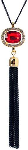 FLANCO Womens Clothing Fashion Wild New Square Crystal Fringed Sweater Chain(C5)