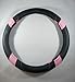Jdragon Black & Pink PU Leather Best Grip Slip-On Steering Wheel Cover 14.25-15