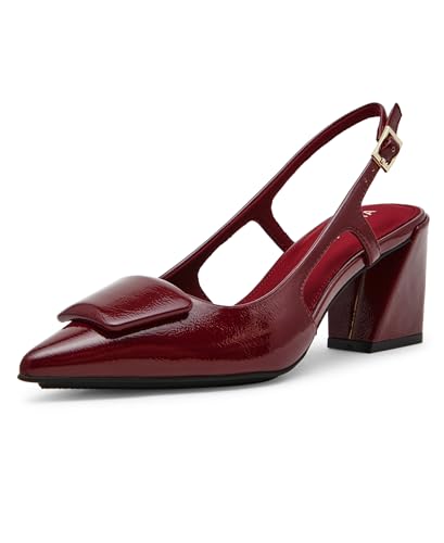 Anne Klein Womens Renetta, Bordeaux Crinkle, 5.5 Medium
