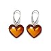 925 Sterling Silver Heart Dangle Earrings for Women with Genuine Natural Cognac Baltic Amber - Hypoallergenic