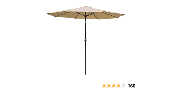 Amazon Com Yescom 9ft Aluminum Outdoor Patio Tan Umbrella W Crank Tilt Deck Market Yard Beach Pool Cafe Decor Garden Outdoor