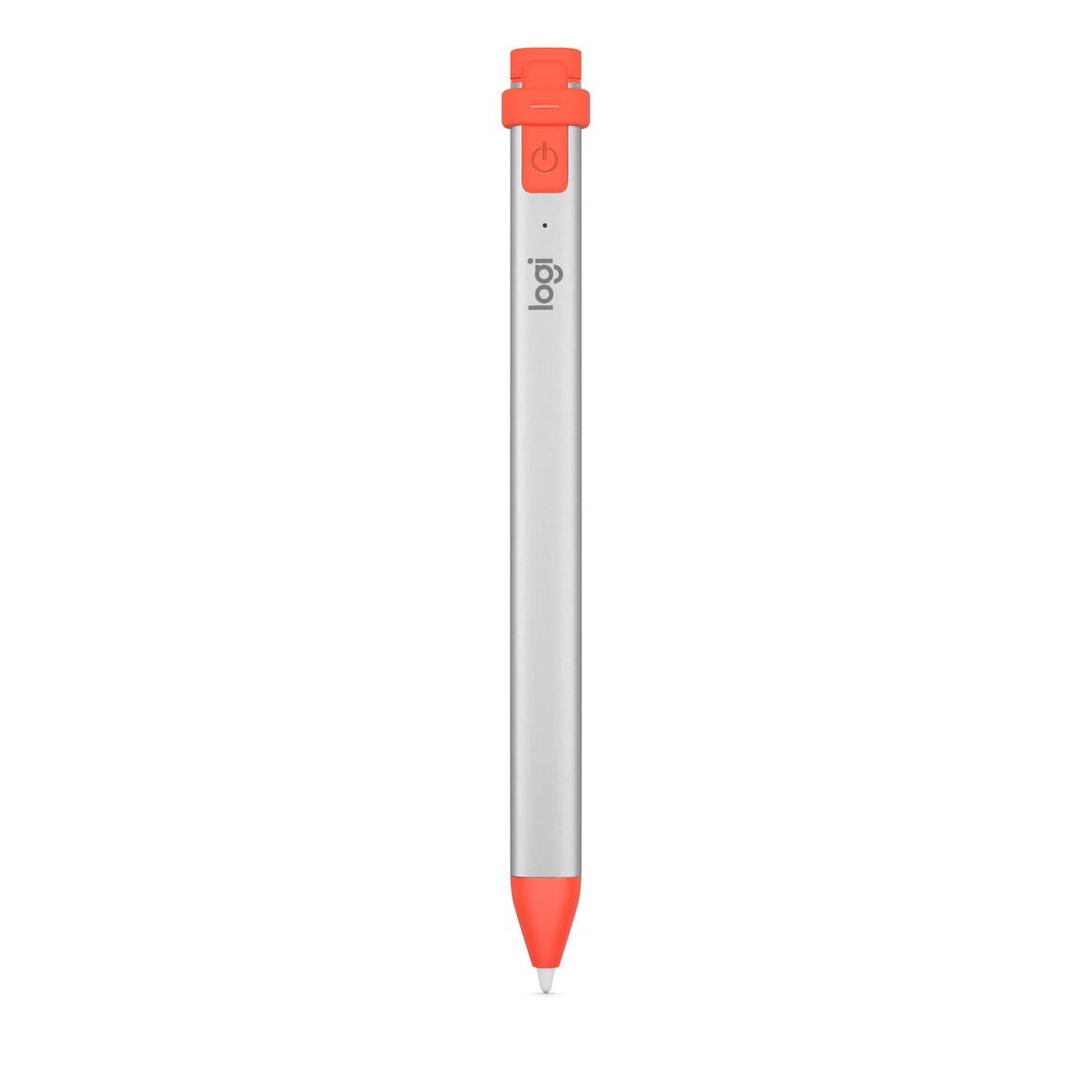 Logitech 914-000034 Crayon Digital Pencil for all iPads (2018 Releases and Later) with Apple Pencil Technology, Anti-Roll Design, and Dynamic Smart Tip, Silver/Orange