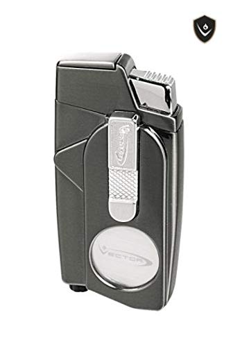 Vector XCaliber Dual-Torch Flame Cigar Cutter Lighter Gunmetal Satin