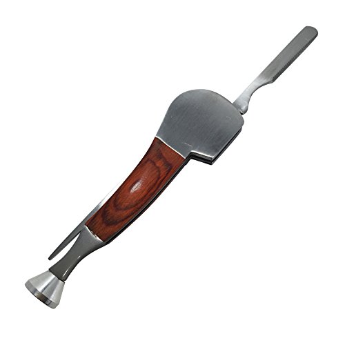 FULUSHOU 3 in 1 Stainless Steel And Rosewood Tobacco Pipe Smoke Knife Scraper Cleaner Tamper