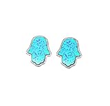 Tisoro Sterling Silver White or Blue Synthetic Opal