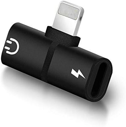 Adapter 2 in 1 Charge & Listen (Black) Headphone and Charging Dock, Mini Double Ports for Headphone Audio & Charge Adapter for iPhone 7/7 plus/8/8 Plus/X/Xs