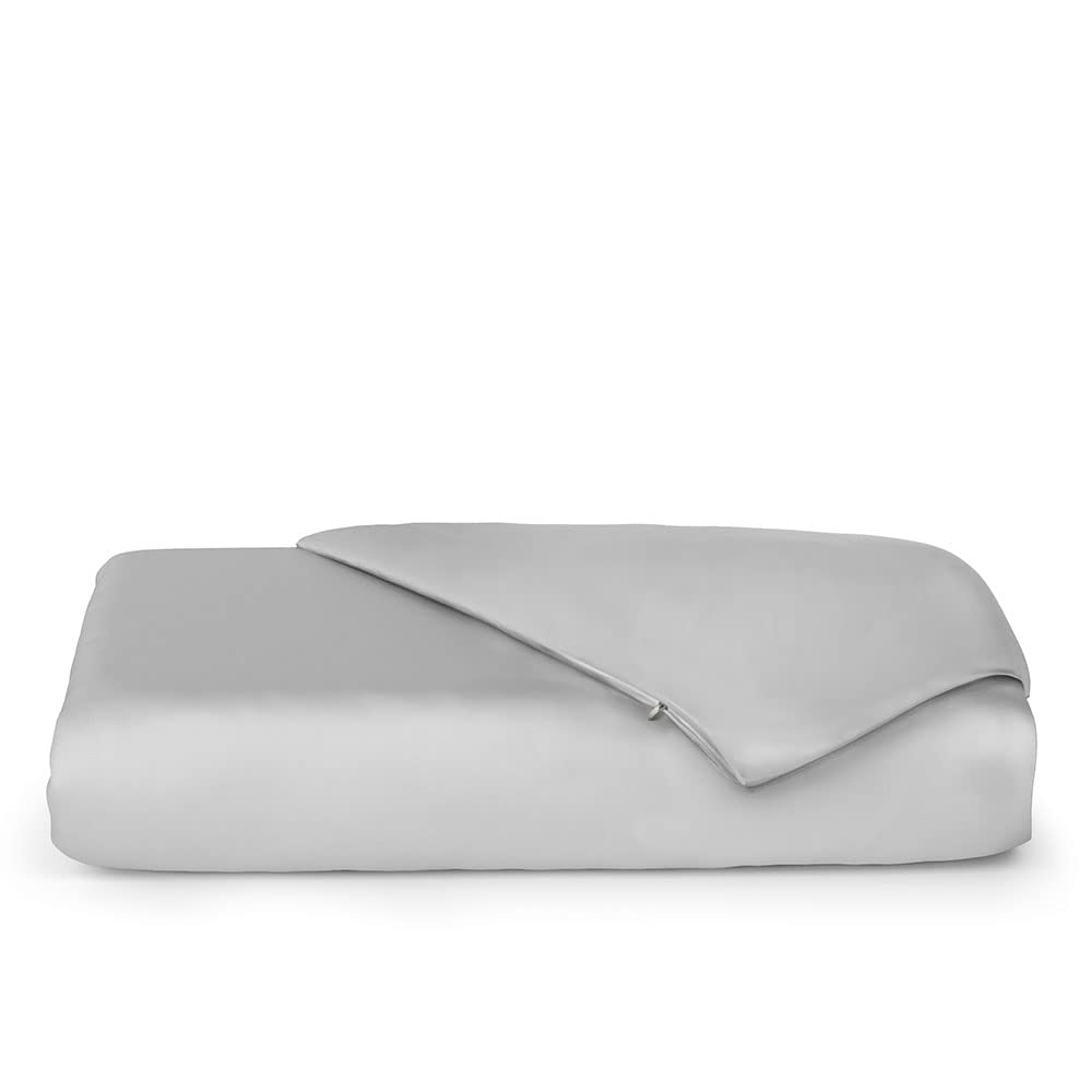 Cosy House Collection Luxury Bamboo Duvet Cover - Ultra Soft Comforter, Duvet, or Quilt Cover - Solid Zippered Duvet Protector for Bed (Super King, Silver)