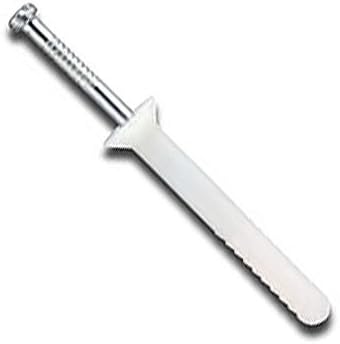 1/4" x 2", Powers Nylon Nailin Drive Pin Anchors with Carbon Steel Nail, Flat Head, 100/Bx