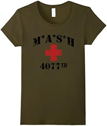 Women's MASH 4077th tv Division Vintage Style Distressed citcom Heat XL Olive