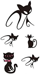 6 Sheets Cool 3D Cute Black Cat Stencils Designs Waterproof Body Arm Art Temporary Tattoo Sticker Fashion Girls Fake Tattoo Paster Tips Tool