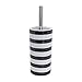 Harbour Housewares Closed Glazed Ceramic Toilet Brush & Holder Set - Metal Handle - Black Stripe