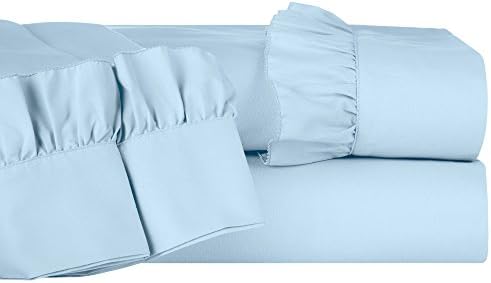 Cathay Home Hudson &amp; Main Ruffle Hem Microfiber Sheet Set King Blue bell