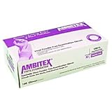 Ambitex Synthetic Vinyl Powder Free Exam Gloves, Medium, 100 Count