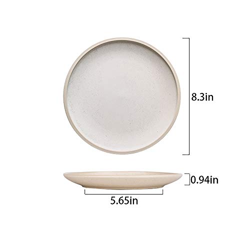 8.3-Inch Porcelain Dinner Plates Set Pizza Pasta Serving Plates Matte Glaze Dessert Dishes Set of 4