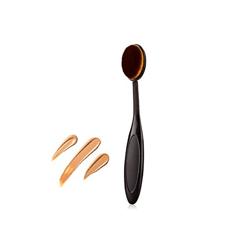 Huluwa Makeup Brush Professional Soft Oval Toothbrush Design Foundation Makeup Brushes Cosmeic Contour Powder BB Cream Concealer Blush Makeup Tool, Black