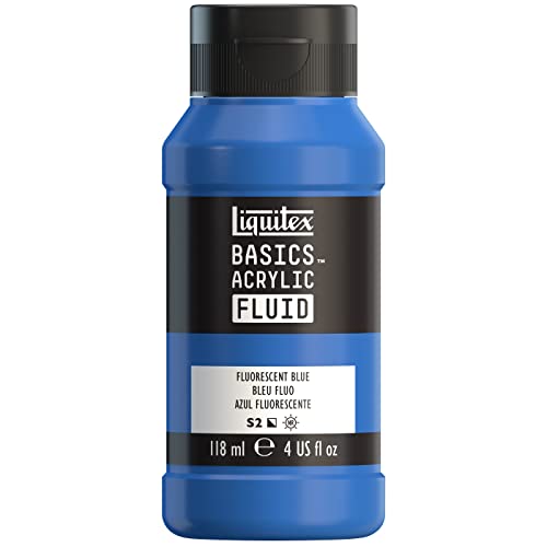 Liquitex BASICS Acrylic Fluid Paint, 118ml (4-oz) Bottle, Fluorescent Blue