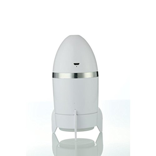 Rocket Shape Cool Mist Humidifier with Colorful Night Light, Kingfansion USB Powered Air Purification Aromatherapy Essential Oil Diffuser for Car Office Bedroom (White)