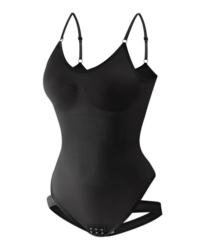 Women's Shapewear Bodysuit, Tummy Control Body Shaper Seamless Sculpting Snatched Waist Body Suit, Breathable Camisole Shape Leotard with Adjustable Straps, One Piece Slimming Waist Trainer for Party