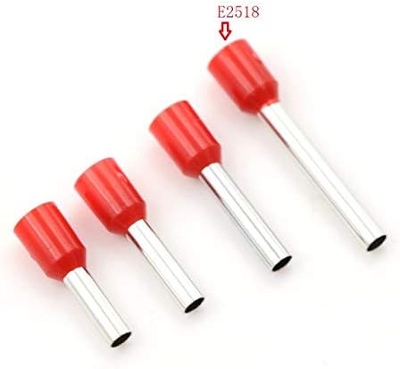 BIN BON - 200pcs/lot E2508 E2510 E2512 E2518 2mm Wire Copper Crimp Connector Insulated Cord Pin End Terminal Ferrules Cable