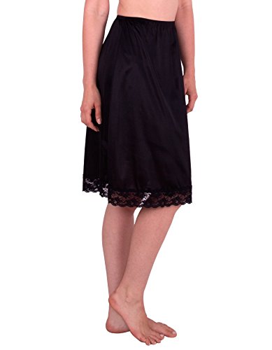 Under Moments Classic Vintage Half Slip with Lace Details 23" (Black-XL)