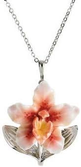 Franz Collection Sculptured Porcelain Orchid Necklace