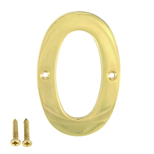 ZW Hardware A200 4 Inch(100mm) Bright Brass House Number 0