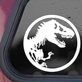 Jurassic Park White Sticker Decal T-Rex Dinosaur Tyrannosaur White Car Window Wall MacBook Notebook Laptop Sticker Decal