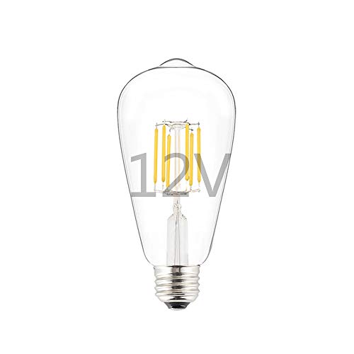 OPALRAY DC 12V – 24V Input LED Bulb, ST21(ST64) Shape, 6W 600Lm, E26 Medium Base Lamp, Dimmable with 12V DC Dimmer, Warm White Light, 60 Watts Incandescent Equivalent, for 12V AC/DC Power, 1-Pack