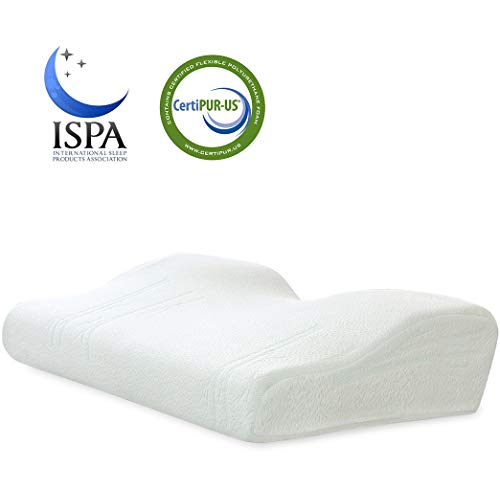 Marine Moon Contour Memory Foam Pillow Orthopedic Neck Pillow for Sleeping, Bamboo Cervical Pillow for Neck Pain- for Side Sleeper, Back and Stomach Sleepers, Cooling Pillowcase