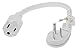 SF Cable 3ft 16/3 AWG Ultra Low Profile NEMA 5-15P Right Angle to NEMA 5-15R Power Cord, White